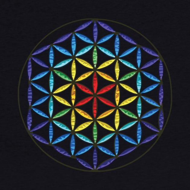 Rainbow Flower of Life Stained Glass Art by Teenugs